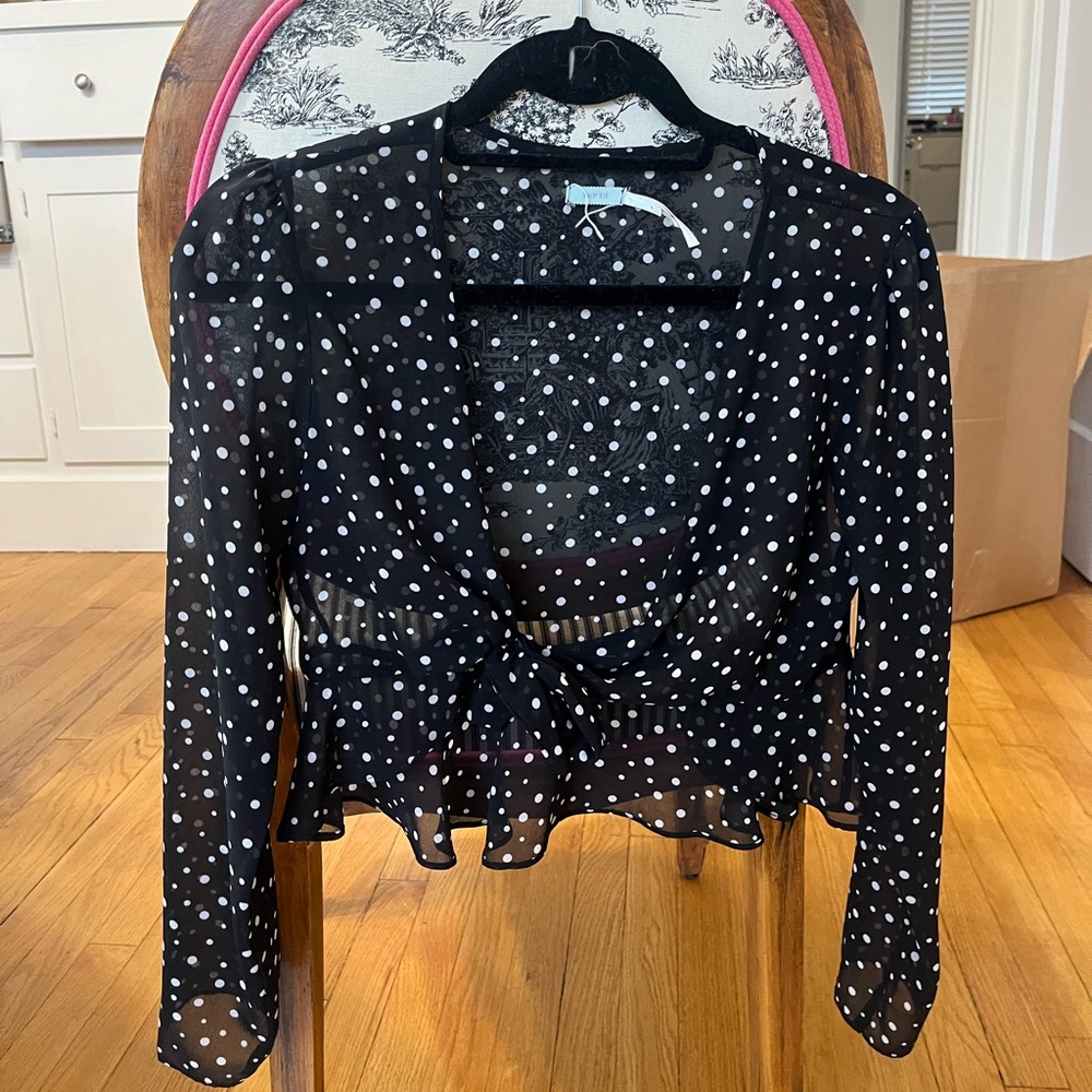 Black and white polka dot blouse